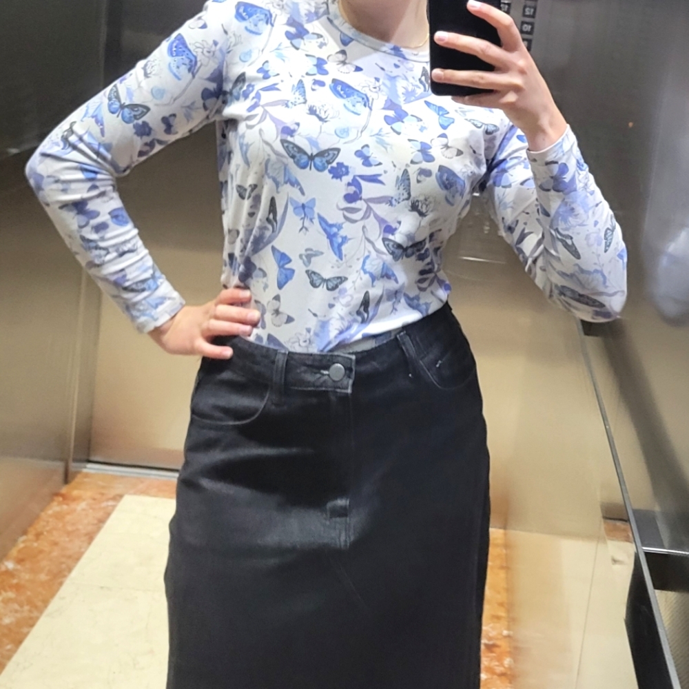 Rhythm Blue Butterfly Print Top